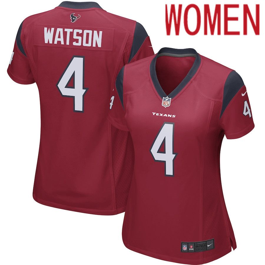 Women Houston Texans #4 Deshaun Watson Red Nike Player Game NFL Jersey